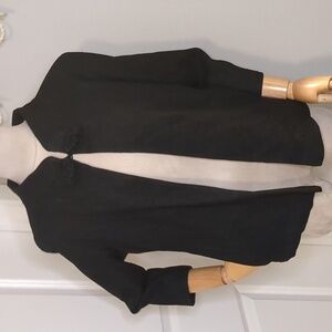 Vintage 60s Black Dress Jacket Mandarin Collar Frog Closure Formal Elegant Sz M